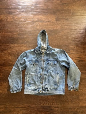 Chaqueta DE COLECCIÓN Brittania Para Hombre Mediana Con Capucha Denim Camionero Abrigo Cremallera Botón Años 90 Foto 1 de 4