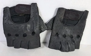 Harley Davidson Riding Gloves Black Fingerless Men's XXL Perforated Leather - Picture 1 of 19