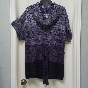 STYLE & CO Cowl Neck Purple Ombre Color Block Tunic Sweater Tie Belt Pullover XL - Picture 1 of 8