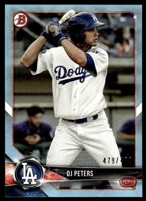 2018 Bowman Prospects Sky Blue D.J. Peters 479/499 Los Angeles Dodgers #BP31 - Image 1 of 2