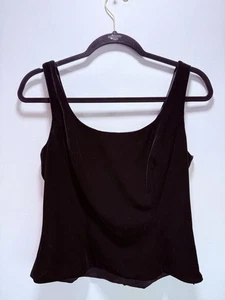 Vintage Alex Evenings Black Velvet Camisole Tank Top Side Zip Lined M - Picture 1 of 9