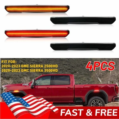4 дымчатых светодиодных передних задних габаритных фонаря для GMC Sierra 2500 3500HD 2020-2023 годов выпуска - Изображение 1 из 4