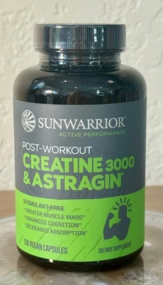 Sunwarrior Post-Workout Creatine 3000 & Astragin 120 Vegan Capsules 02/2027 - Image 1 of 4