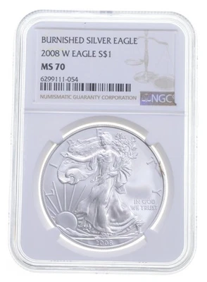 Eagle plateado pulido 2008-W MS70 NGC etiqueta marrón clásica *8711 Foto 1 de 4