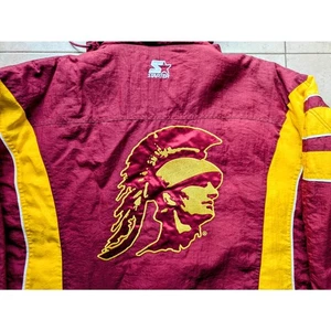 USC Trojans 90s STARTER Puffer 1/2 Chaqueta Pullover 2XL Oro Rojo LA NCAA De Colección - Imagen 1 de 8