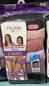 NEW FRUIT OF THE LOOM FIT FOR ME WOMENS COTTON BRIEFS 6-PK SIZE 12 - Picture 1 of 4