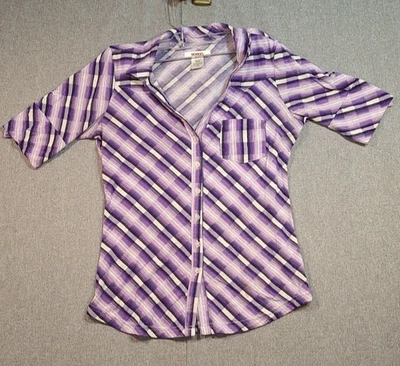 Camisa Bongo Juvenil Ligera Púrpura a Cuadros Abotonada, Talla L Foto 1 de 4