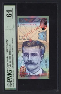Cape Verde 2000 Escudos 1999 P66s Specimen N002  Uncirculated Grade 64 - Picture 1 of 2
