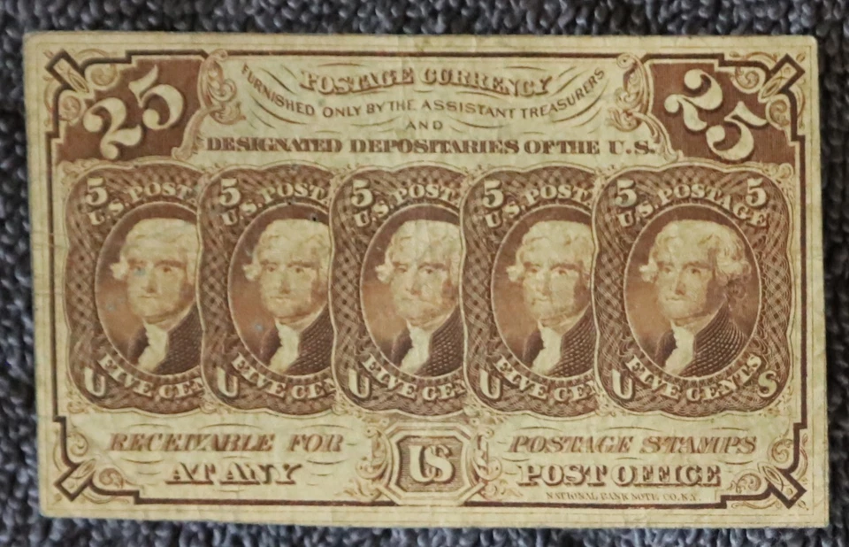 Jefferson 25c (25 Cent) Fractional Currency - 1st Issue (1862-1863) - Image 1 of 2