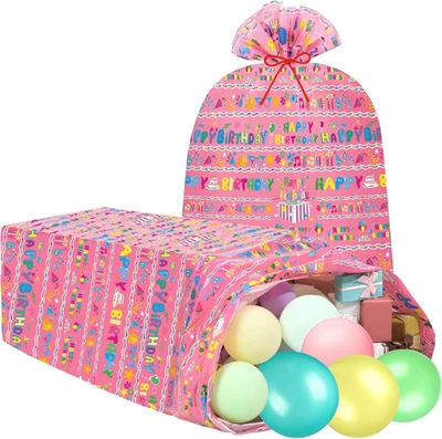 2 Pcs 80 x 60 in Jumbo Birthdays Gift Bags for Giant Present Extra Large Plastic - Image 1 of 4