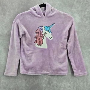 BCBG Girls Purple Fleece Sequin Unicorn Pullover Sweater Hoodie Size 7/8 NWOT - Picture 1 of 6