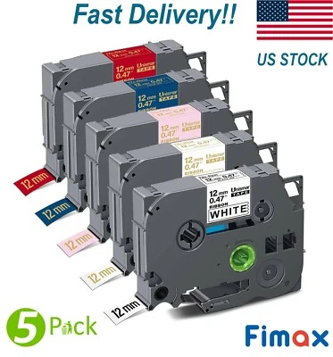 LABELIFE 5PK Satin Ribbon Label Tape 12mm Fit Brother P-Touch TZe-231 R231 RN34 PT-D210