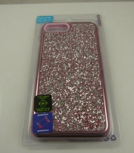 fits iPhone 6 plus, 7 & 8 + plus phone case rose gold glittery silver - Picture 1 of 4