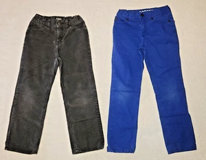 2 Pairs of Pants - Crazy 8 Blue Rocker Fit & OshKosh Black Corduroy Boy's size 7 - Picture 1 of 4