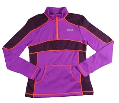Camisa Púrpura FILA SPORT Para Mujer 1/4 Cremallera Correr Mediana Cuello Simulado Manga Larga  Foto 1 de 4