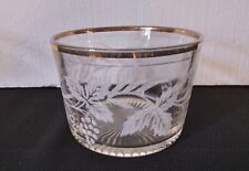 Bartlett Collins Etched Grape & Leaves Ice Bucket Gold Trim Vintage Collectible