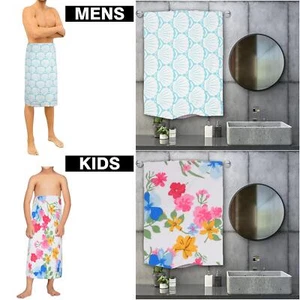Mens Kids Towel Wrap Soft Shower Towel Microfiber Classic Shell Floral Stylish - Picture 1 of 15