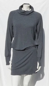 $98 ATHLETA US XS Heather Gray Rayon Jersey Long Dolman Sleeve DURAN Tunic Dress - Picture 1 of 6