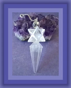 Cristallo Quarzo Merkaba Pendolo Rabdomante, Geometrico 3D Cristallo MERKABA Pendolo - Foto 1 di 5