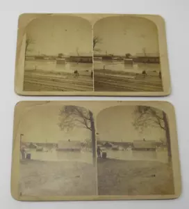 Railroad and Logging Facilities Flooded 1880s Stereoview Photo Northwest - Picture 1 of 2
