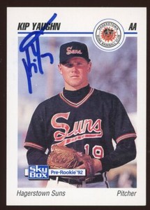 1992 Hagerstown Suns KIP YAUGHN Signed Card autograph AUTO ORIOLES