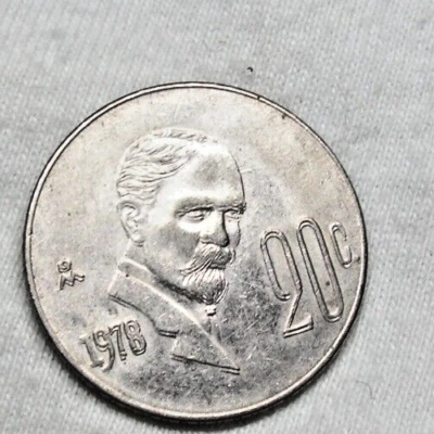 ERROR COIN 20 CENT  FRANCISCO MADERO 1978 FROM MEXICO. DOUBLE NUMBER - Image 1 of 3