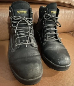 Wolverine schwarz Leder Arbeitsstiefel Herren 11,5 gebraucht, in einwandfreiem Zustand öl- & rutschfest Dura Shock - Bild 1 von 6