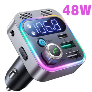 Adaptateur Bluetooth Voiture 12-24V Transmetteur FM Mains Libres Voiture Kit Charge Rapide* - Photo 1/9