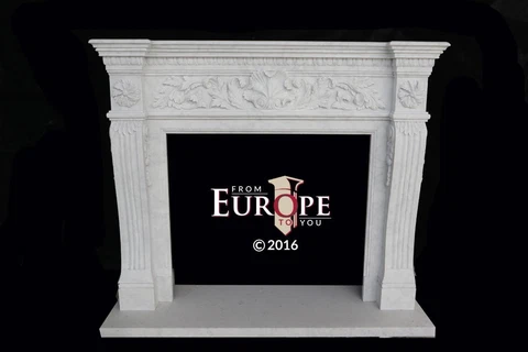 FRENCH STYLE CARRARA HAND CARVED MARBLE ESTATE FIREPLACE MANTEL - MBY139 Cover