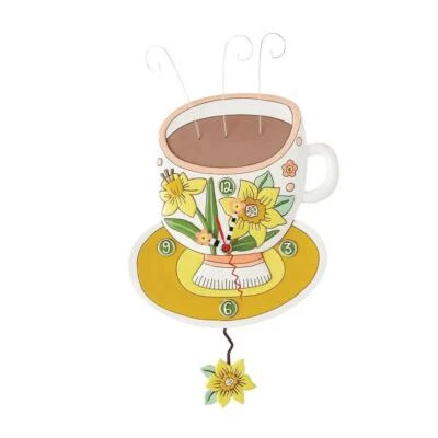 Allen Designs Cuppa Joy  with Yellow Flower Pendulum Clock 6015367 - Image 1 of 4
