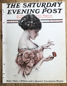 1909 Original SATURDAY EVENING POST COVER Women & Engagement Ring ILLUSTRATION - Picture 1 of 3