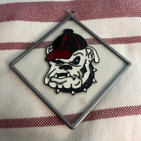 Vintage Georgia Bulldog Stained Glass UGA Dawgs Athens Gift 1990s 2021 2022 1980 Cover