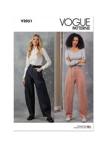 Pantaloni donna vita alta gamba a botte, jeans Vogue modello cucito V2051 taglia 6-14/16-24 - Foto 1 di 9