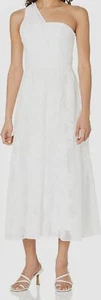 $815 Shoshanna Women's White One-Shoulder Floral Lace Mesh MIDI Dress Size 4 - Picture 1 of 3