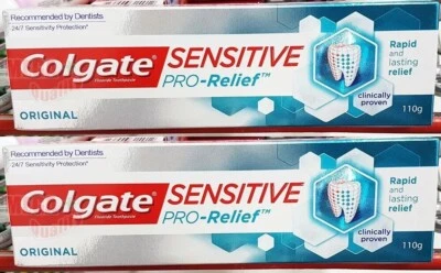 2 x Colgate Sensitive Pro-Relief ORIGINAL Fluoride Toothpaste Health 110g.