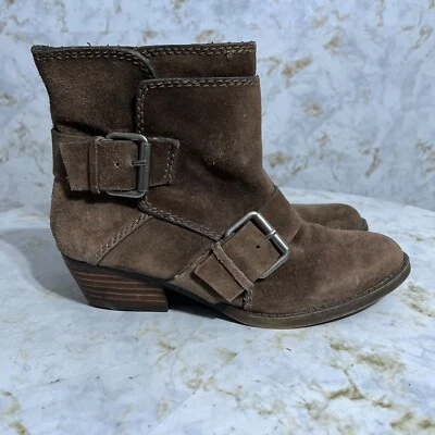Nine West Mujer Talla 6M Zapatos Marrón Gamuza Hebilla Correa Cremallera Moda Botines Foto 1 de 4