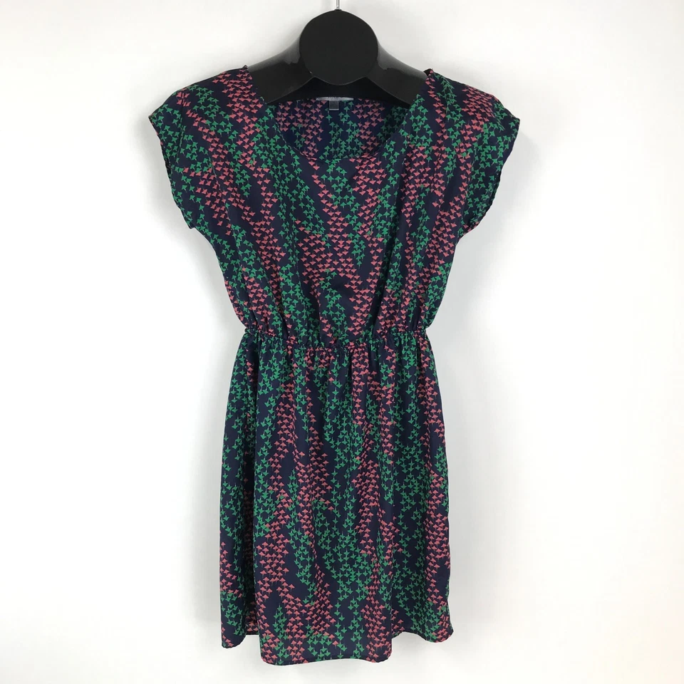 Soprano Scoop Neck Cap Sleeve Dress Women's Size Small Elastic Waist Polyester - Image 1 of 4