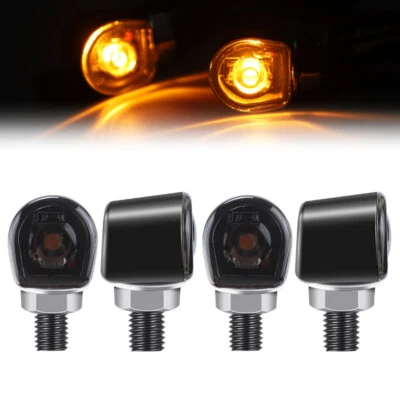 4X Mini Indicador Intermitente LED para Motocicleta Negro Ámbar Universal Foto 1 de 4