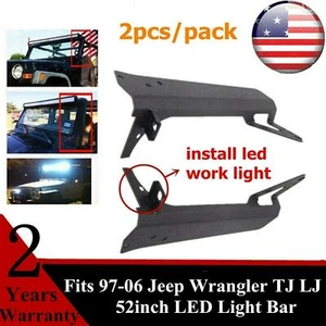 For 1997-2006 Jeep Wrangler TJ Mount Bracket Fit For 52"inch Roof LED Light Bar - Foto 1 di 12