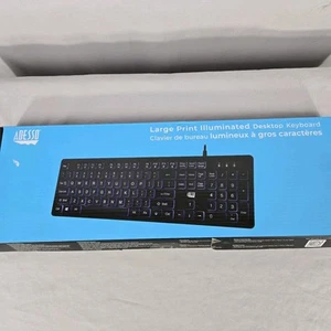 Adesso Large Print Illuminated Desktop Keyboard Computer Akb-139eb  Sealed - Picture 1 of 6
