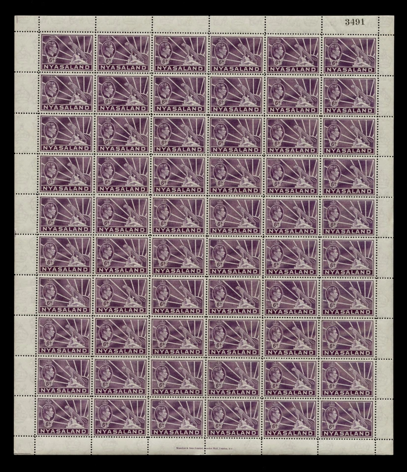 NYASALANDIA 1938 - GVI 6d hoja de leopardo violeta - MNH Foto 1 de 1