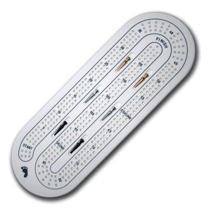 Premium Quality Solid Corian 3 Player Cribbage Board with 6 Solid Metal Pegs - Picture 1 of 9