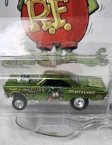 Hotwheels Custom Mercury Comet Rat Fink Spectra Flame Lime Green On A CustomCard - Picture 1 of 6