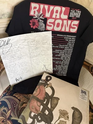 Rival Sons Head Down Rosefinch Vinyl Record with Signed Lyrics Sheet & Shirt - Image 1 of 4
