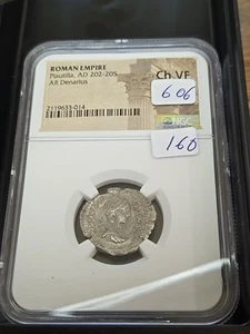 AD 202-205 Roman Empire Plautilla Silver Denarius NGC Vf - Picture 1 of 2