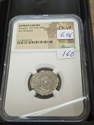 AD 202-205 Roman Empire Plautilla Silver Denarius NGC Vf - Image 1 of 2