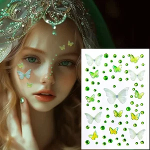 โงโ๐ฅง๐ฆโงโโโ 5 Sheets Face Rhinestone 3D Butterfly Stickers Adhesive Gems Stick - Picture 1 of 7
