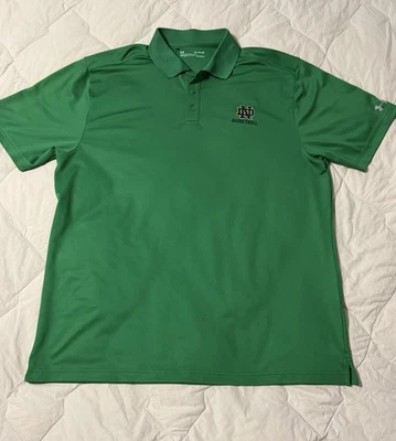 Notre Dame Fighting Irish Green Under Armor Basketball Polo Shirt Size XL - Image 1 of 2