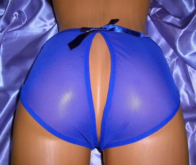Erotischer transparenter Nylon Slip Slip offen XL BLAU Panty Schlüpfer NEU (#51) - Bild 1 von 4