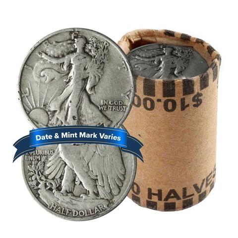 1 Roll of 20 - $10 Face Value Cull 90% Walking Liberty Half Dollars Cover